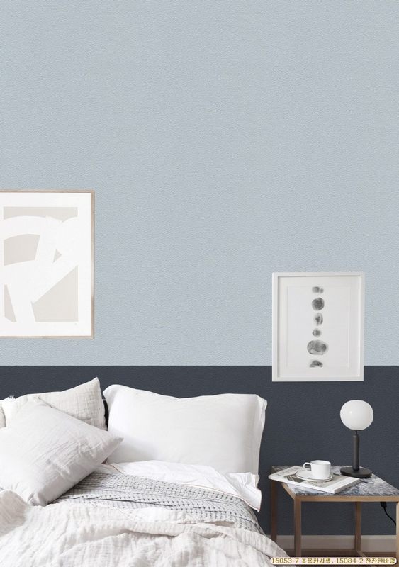 Ấn tượng với màu sắc mới mẻ xanh da trời nhạt của giấy dán tường Hàn Quốc